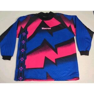 Macron Soccer Jersey Goal Keeper Men's L Pink And Blue Quilted Large EUC‎ Italy
